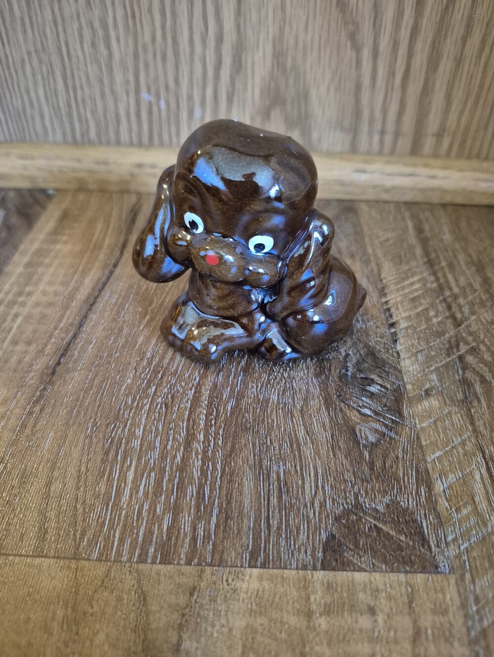 Vintage Ceramic Brown Puppy Figurine - Home Accent From Japan